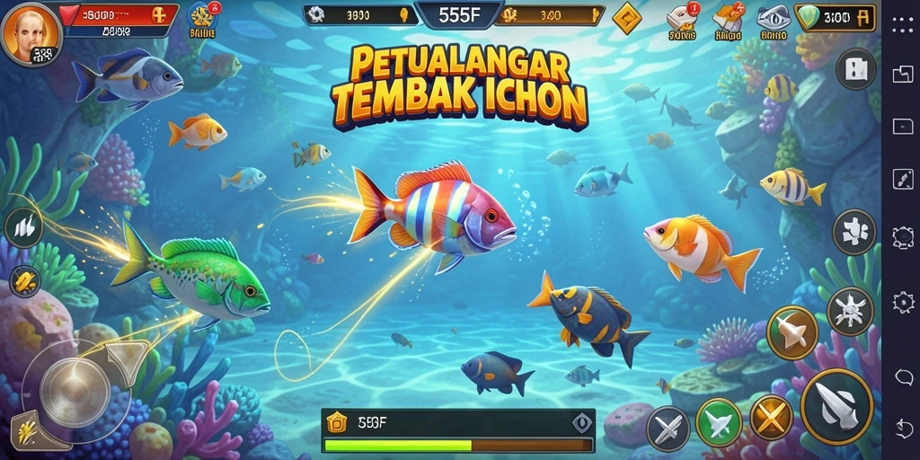 Tampilan gameplay menembak ikan yang seru di 555F.