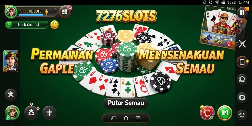 Tampilan gameplay seru 7276SLOTS dalam permainan Gaple.