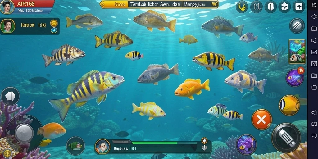Screenshot gameplay AIR168 menampilkan aksi menembak ikan yang seru dan menarik.
