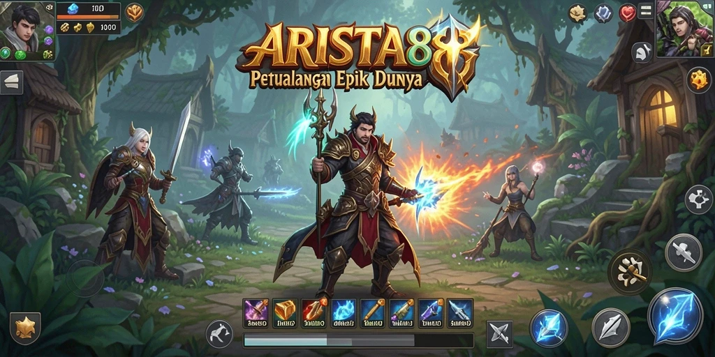 Screenshot utama ARISTA88 menampilkan aksi pertarungan seru dalam RPG.
