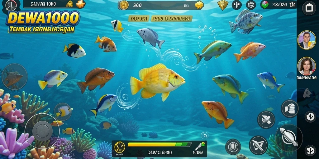 Screenshot gameplay DEWA1000 yang menampilkan aksi Tembak Ikan seru.