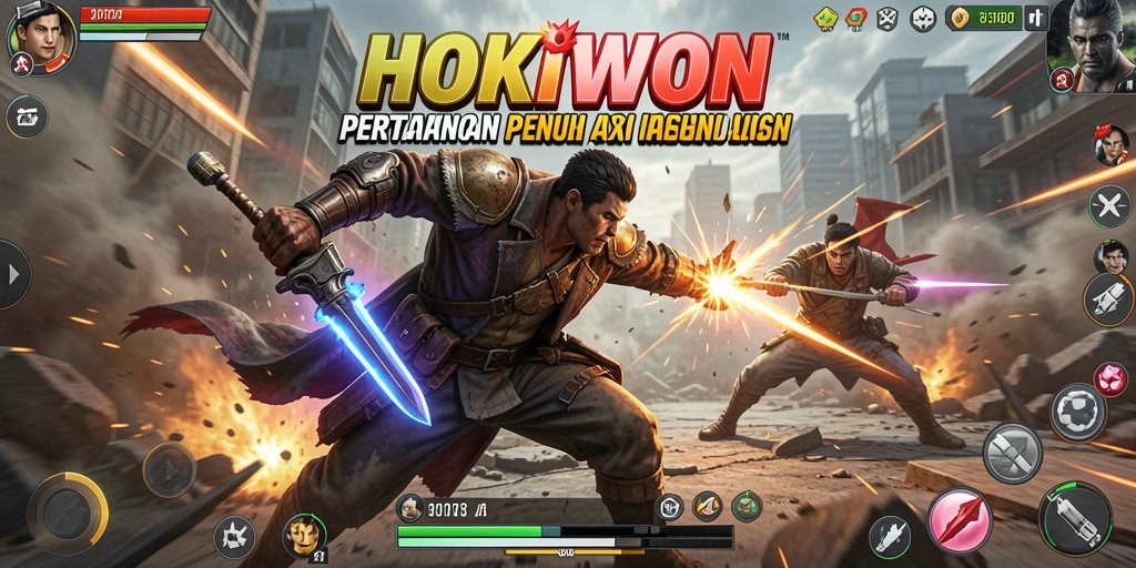 Tampilan gameplay HOKIWON yang menegangkan dan penuh aksi.