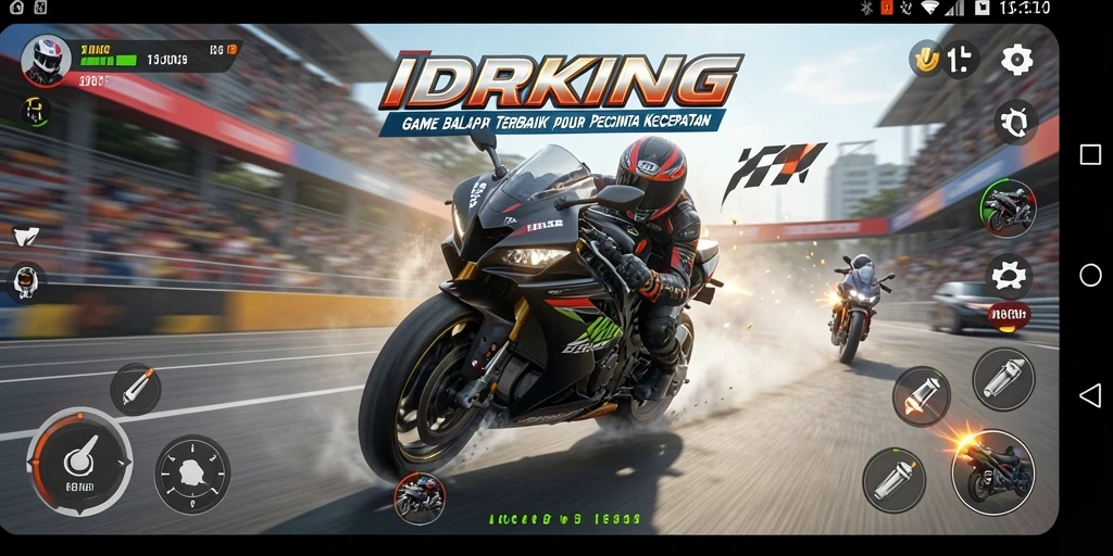 Gameplay seru balap motor di IDRKING dengan penuh aksi.