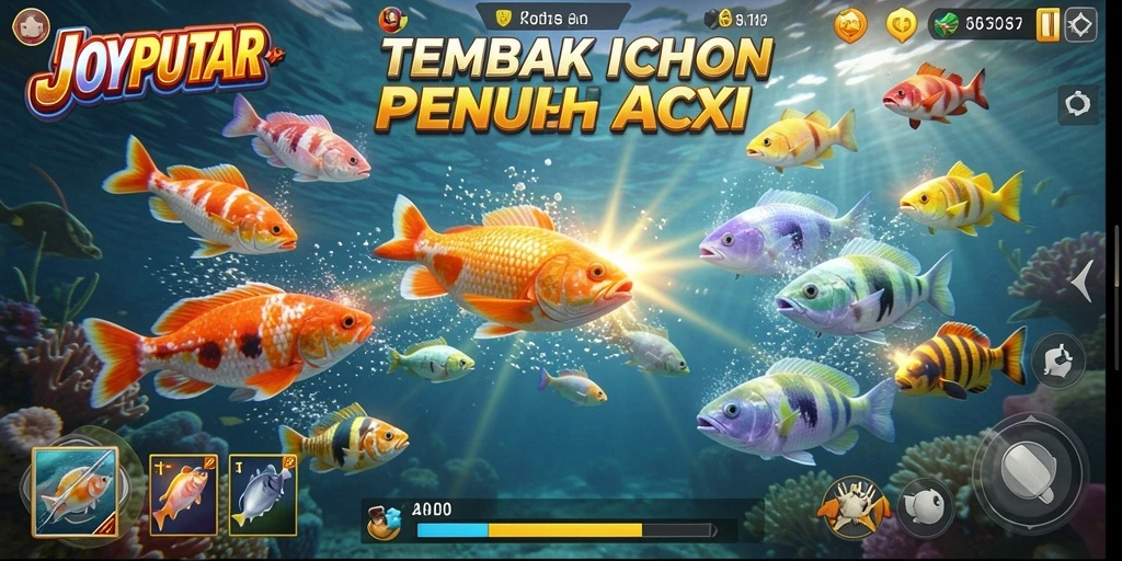 Gameplay seru JOYPUTAR dengan aksi Tembak Ikan.