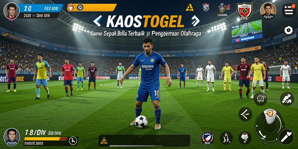 Tangkapan layar gameplay <strong>KAOSTOGEL</strong> menunjukkan aksi sepak bola yang intens.