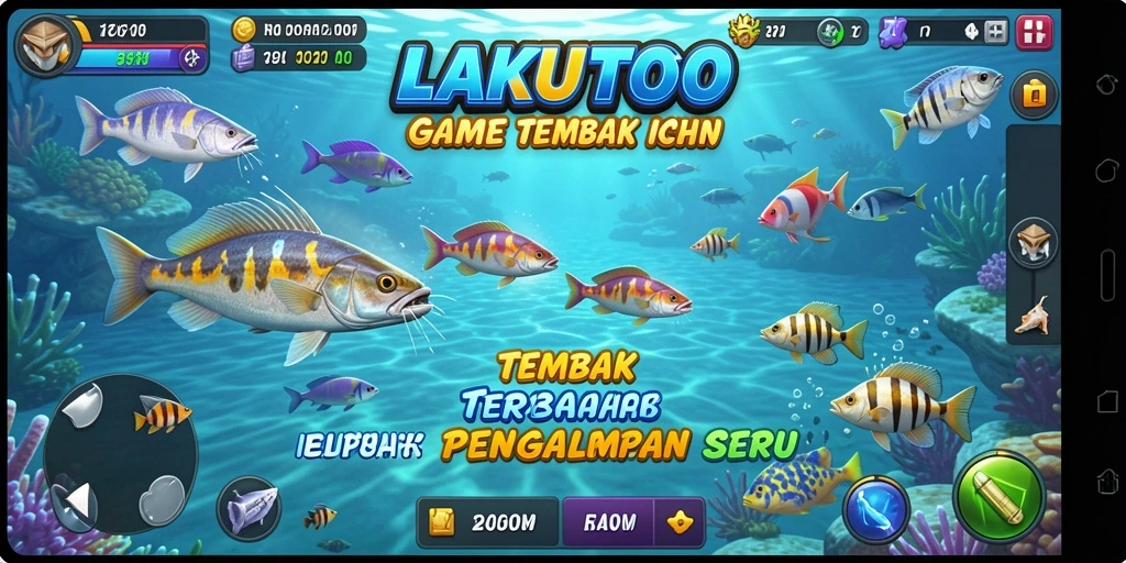Tampilan gameplay seru LAKUTOTO saat menangkap ikan.