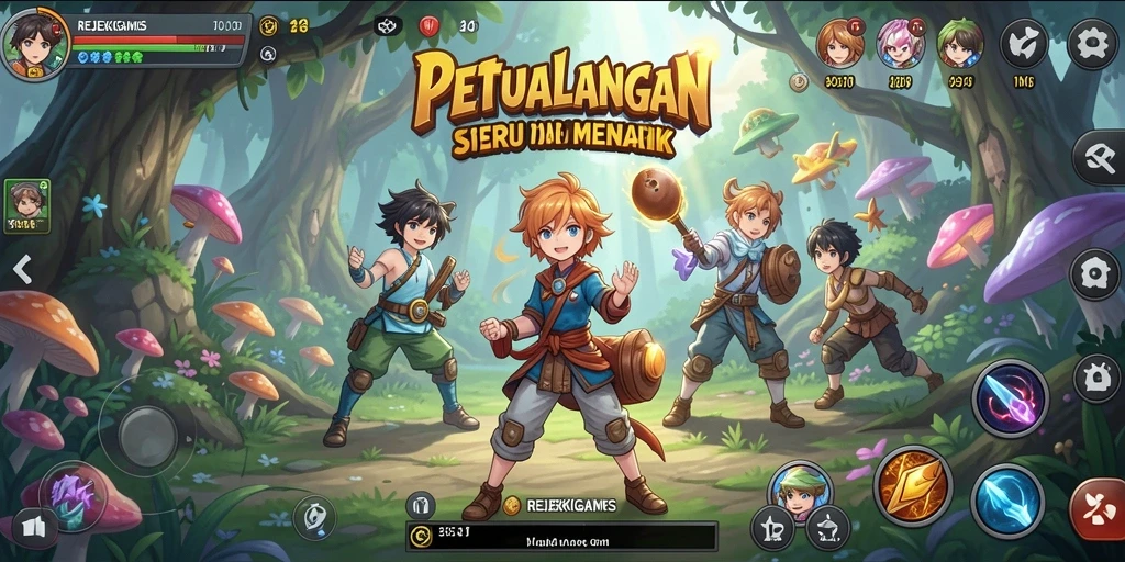 Tampilan menarik dari gameplay REJEKIGAMES dengan karakter Anime.