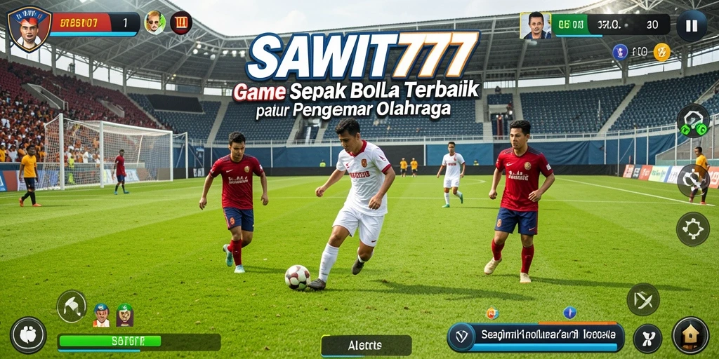 Tampilan utama gameplay SAWIT777 dengan aksi seru di lapangan sepak bola.