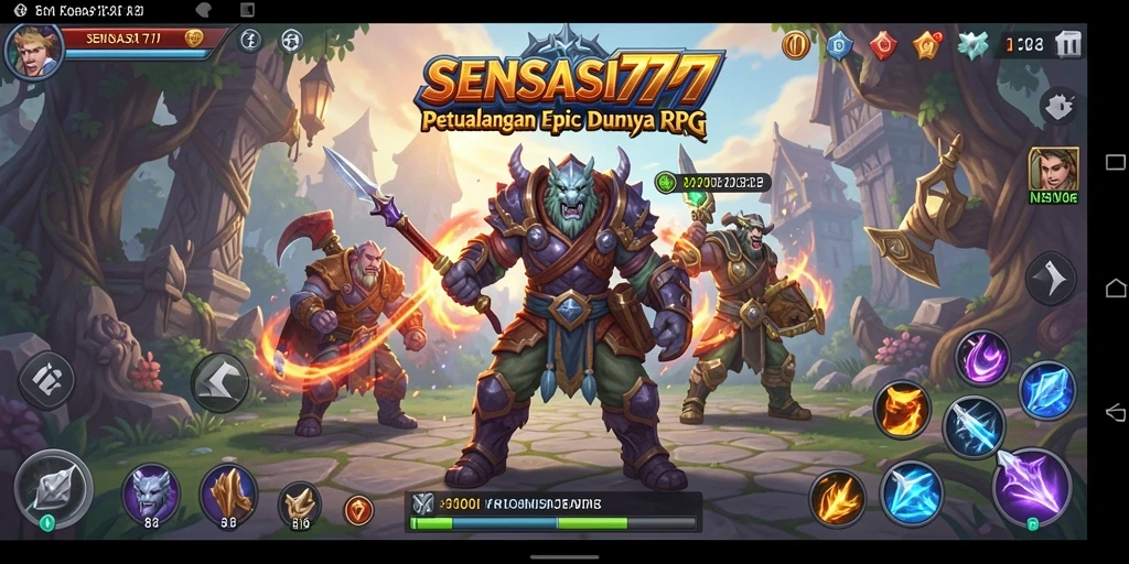 Tampilan gameplay SENSASI777 dengan karakter beraksi di dunia RPG.