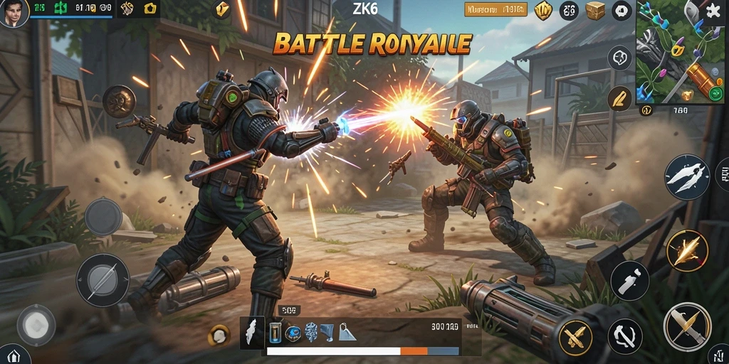Tampilan menarik dari gameplay ZK6 dalam pertarungan Battle Royale.